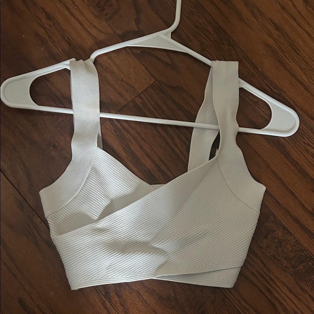 White Ribbed Crop Top